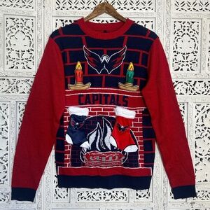 Washington Capitols NHL Christmas Sweater Candles Stockings Mens Small